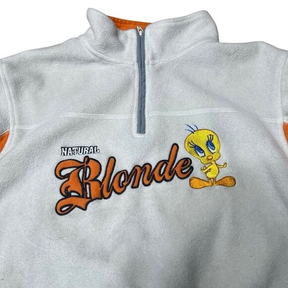 Y2K Tweety Bird Natural Blonde Looney Tunes 1/2 Zip Pullover Women’s - Picture 4 of 6